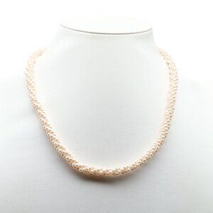 Vintage Double-Strand Faux Pearl Torsade Choker Necklace with Gold-Tone